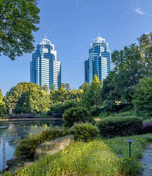 Fototapeta Towers, skyscrapers consisting of office buildings and hotels.