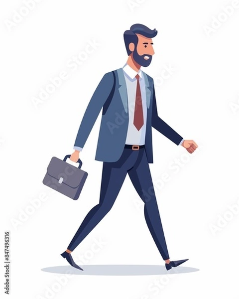 Fototapeta a modern business man walking with a briefcase