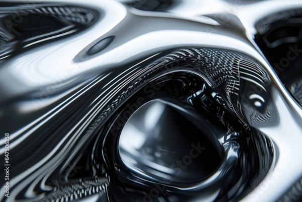 Obraz A super realistic detail photo of a modern futuristic object, plastic silver glossy material with a rubber texture