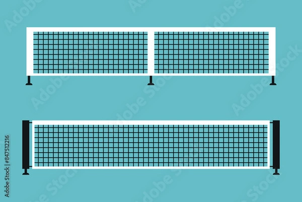 Fototapeta Pickleball and tennis net. Flat icon set. Vector illustration