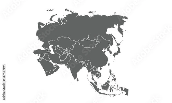 Fototapeta asia map isolated on white background. for website layouts, background, education, precise, customizable, Travel worldwide, map silhouette backdrop, earth geography, political, reports.