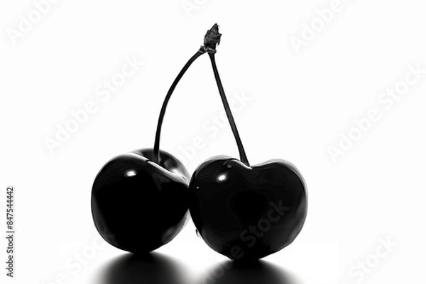 Obraz Two Cherry silhouette on a white background