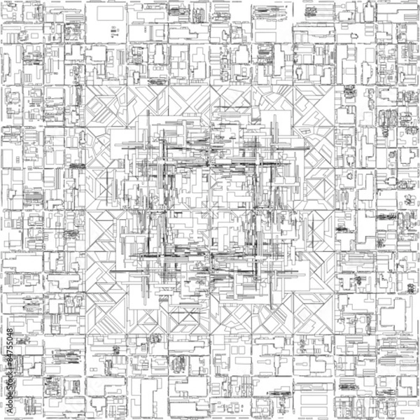 Obraz Futuristic Megalopolis City Basis Plan Vector 