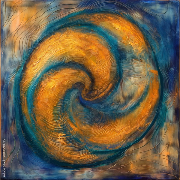 Fototapeta Blue Spiral of Love and Light: Abstract Fractal Art with Swirling Texture and Water Motion