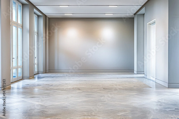 Fototapeta Empty office space with minimal furniture and copy space for text.