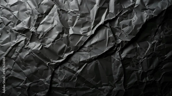 Fototapeta Crumpled dark paper background illustration generared by ai