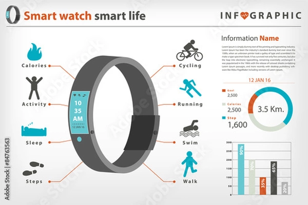 Fototapeta smart watch infographic vector eps10