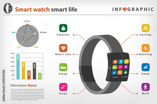 Fototapeta smart watch infographic vector eps10