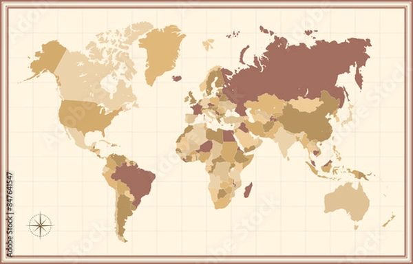 Fototapeta Globe Maps with Country Border Background