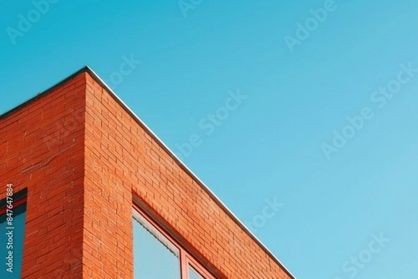 Obraz red brick building on blue sky background