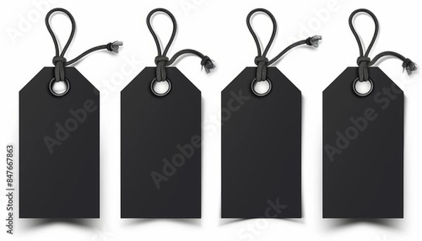 Fototapeta Collection of lifelike isolated empty price tags for black friday discounts as decorative elements