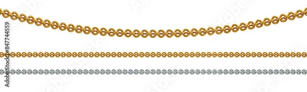Obraz chain assembly connected metal link line gold and silver 3D rendering