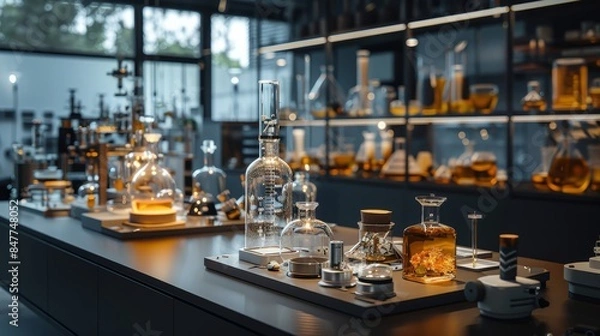 Fototapeta An array of advanced materials displayed in a laboratory setting, highlighting their potential applications in various industries.