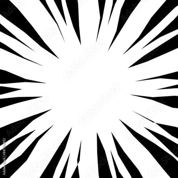 Fototapeta ラフなガタついた線の集中線のイラスト