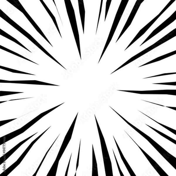 Fototapeta ラフなガタついた線の集中線のイラスト