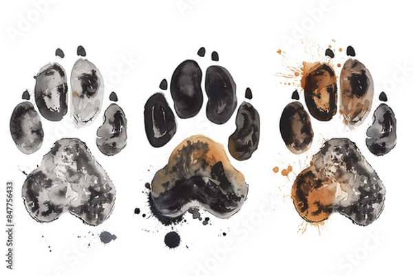 Fototapeta watercolor dog paw print on transparent background PNG