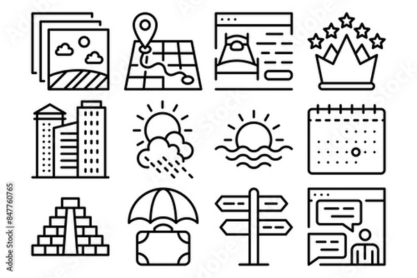 Fototapeta Travel vacation icon. Great for holidays, such as hotels, maps etc. Editable