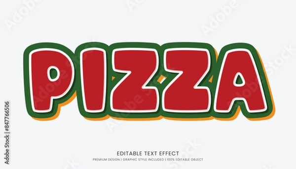 Fototapeta pizza food editable 3d text effect template bold typography and abstract style, food logo and fast food brand