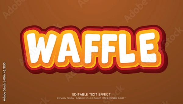 Fototapeta waffle food editable 3d text effect template bold typography and abstract style, food logo and fast food brand
