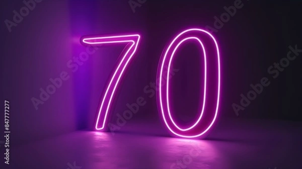Fototapeta number 70 purple color 3D neon glowing lines on dark background