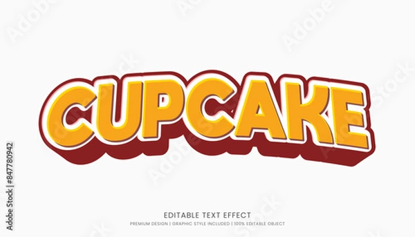 Fototapeta cupcake food editable 3d text effect template bold typography and abstract style, food logo and fast food brand