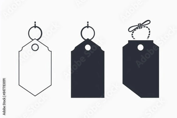 Fototapeta Price tag, label icon, paper price, blank product labels symbol, empty cardboard price label, sale mockup