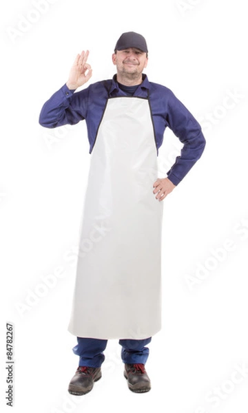 Obraz Worker wearing white apron.