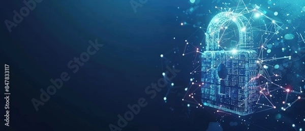 Obraz Abstract data security, digital privacy in AI technology