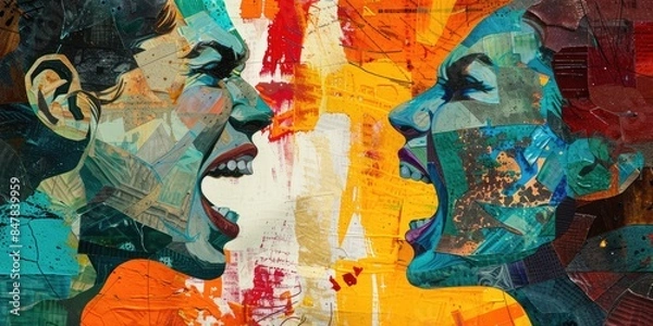 Fototapeta Comic Style Argument Between a Man and Woman.