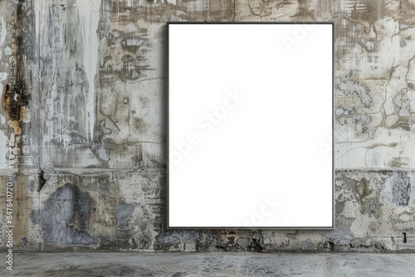 Fototapeta Industrial Minimalist Interior Mock-up with Empty Framed Art on Concrete Wall