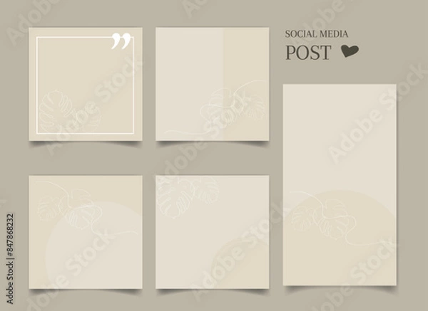 Fototapeta Abstract backgrounds with floral elements. Vector design templates for postcard, poster, social media 