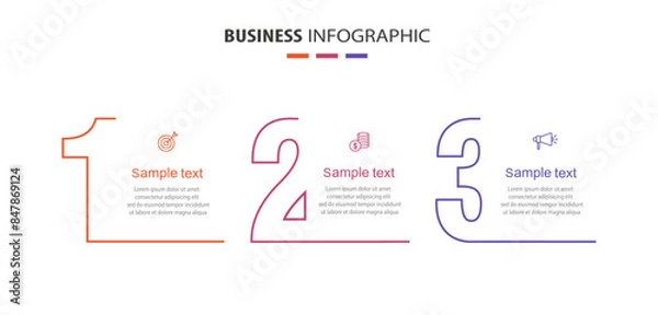 Obraz Infographics number options template with 3 options or steps . Can be used for workflow layout, diagram, business options, banner, web design