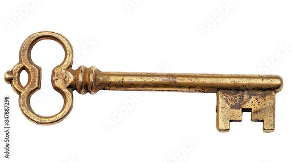 Obraz old brass key isolated on transparent background
