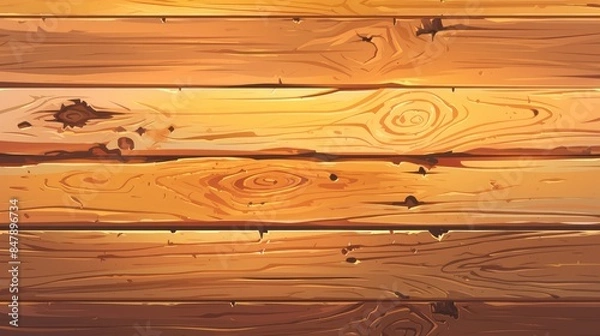 Fototapeta Illustration of a cartoon wooden texture for web design in 2d format