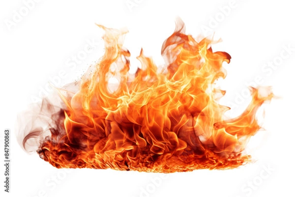 Fototapeta Intense Flames Dancing in the Wind Isolated on Transparent Background