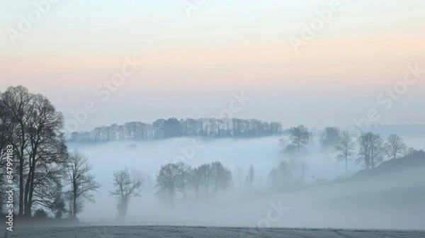 Fototapeta Hazy day on inversion weather and fog