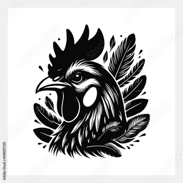 Obraz A black and white image of a rooster