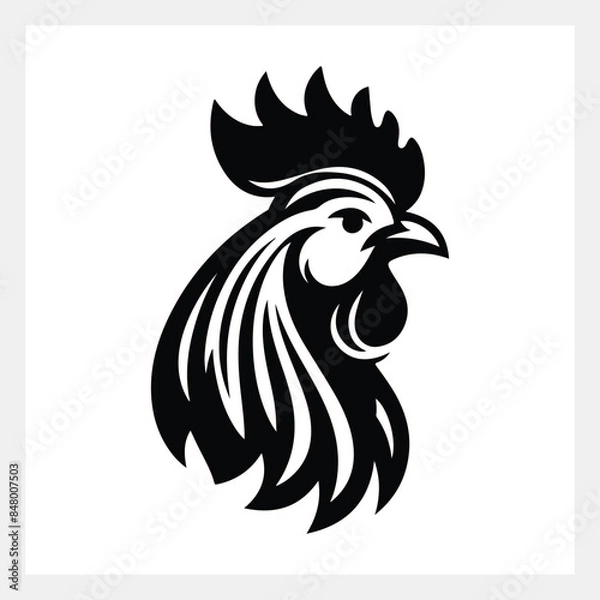 Obraz A black and white image of a rooster
