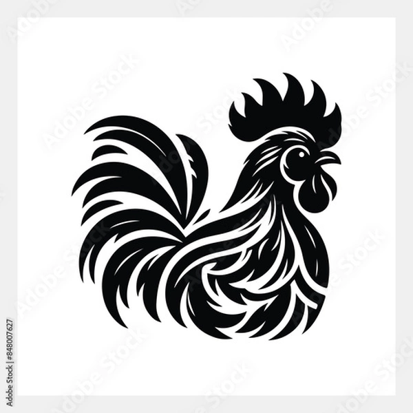 Obraz A black and white image of a rooster
