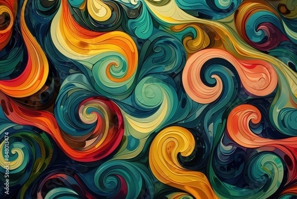 Fototapeta Abstract pattern colorful swirls vibrant artistic design