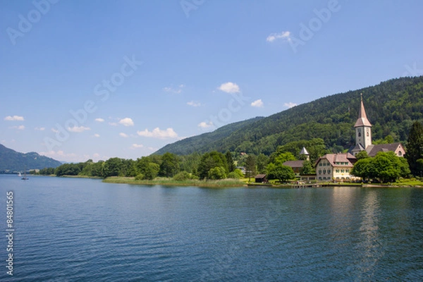 Obraz View To Ossiach From Ship At Lake Ossiach