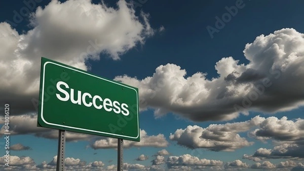 Obraz success sign board with cloudy sky