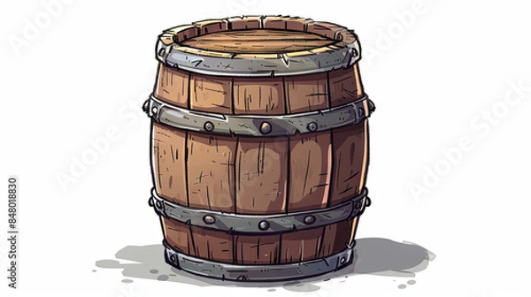 Fototapeta Wooden wine barrel on white isolated background