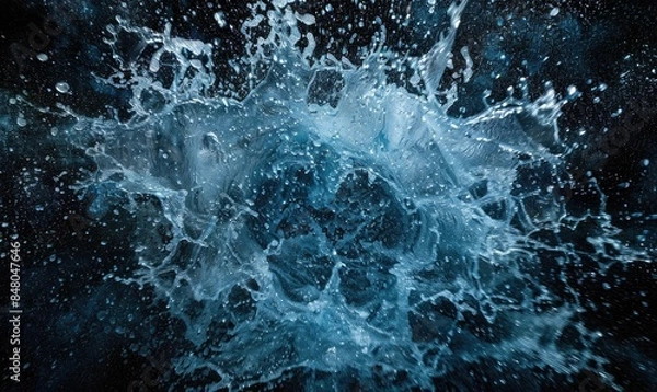 Fototapeta Water explosion on black background