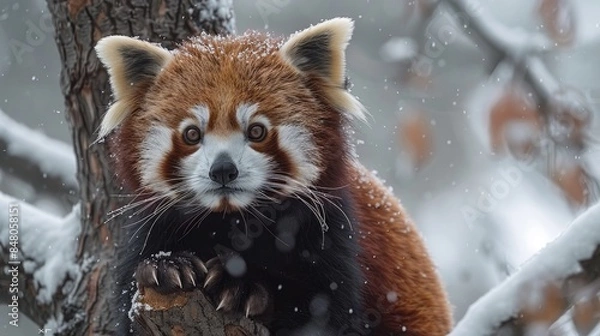 Obraz red panda on a tree at twilight 