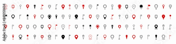 Fototapeta Map pin place marker. Modern Map marker pointer logo icon set. GPS pin symbol collection. Set location pin icon. Destination symbol. Flat style. Vector illustration.