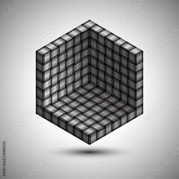 Obraz Box corner symbol with interlaced texture. Editable vector. Eps
