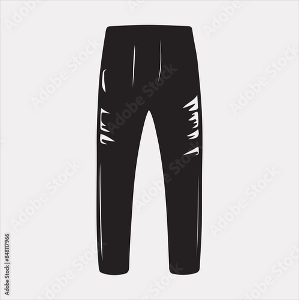 Fototapeta Modern and fashionable pants vector silhouette on a white background.