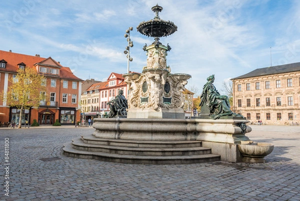 Fototapeta Fontanna Pauliego Schlossplatz Erlangen