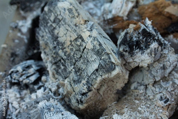 Fototapeta Macro photography of freshly used charcoal.